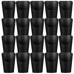 50 Pcs Thickened Black Kraft Paper Slanted French Fries Cup Disposable Containers Fry Holders Charcuterie Cups Snack Holding