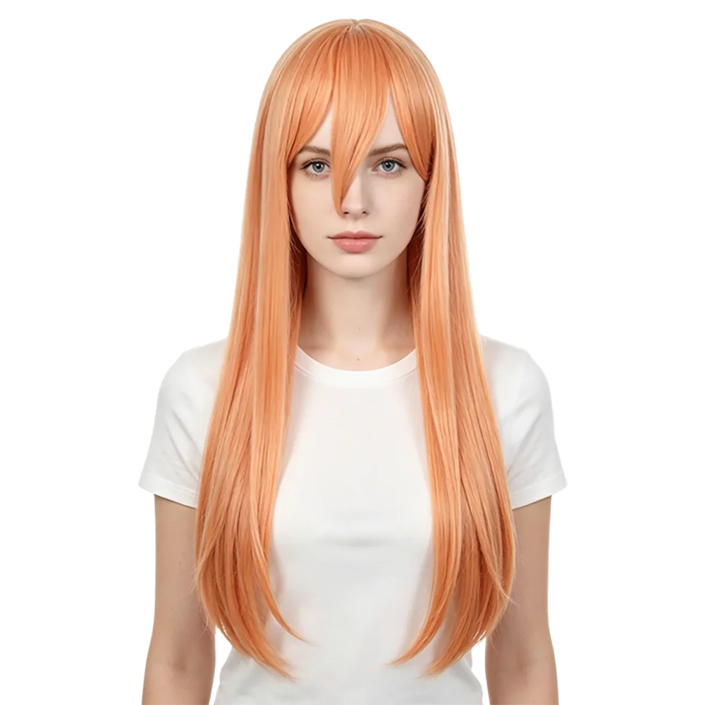 Halloween Orange Cosplay Wig 95cm Long Straight Natural Looking Heat Resistant Synthetic Wig For Women Costume Party Daily Wear