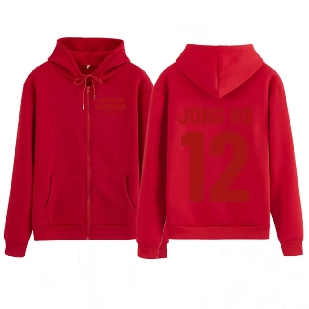 الكورية Ateez 2025 جولة حول العالم في الخيال الخاص بك سستة هوديس Jongho Kpop موضة زمم بلوزات جاكيتات الرجال النساء البلوفرات