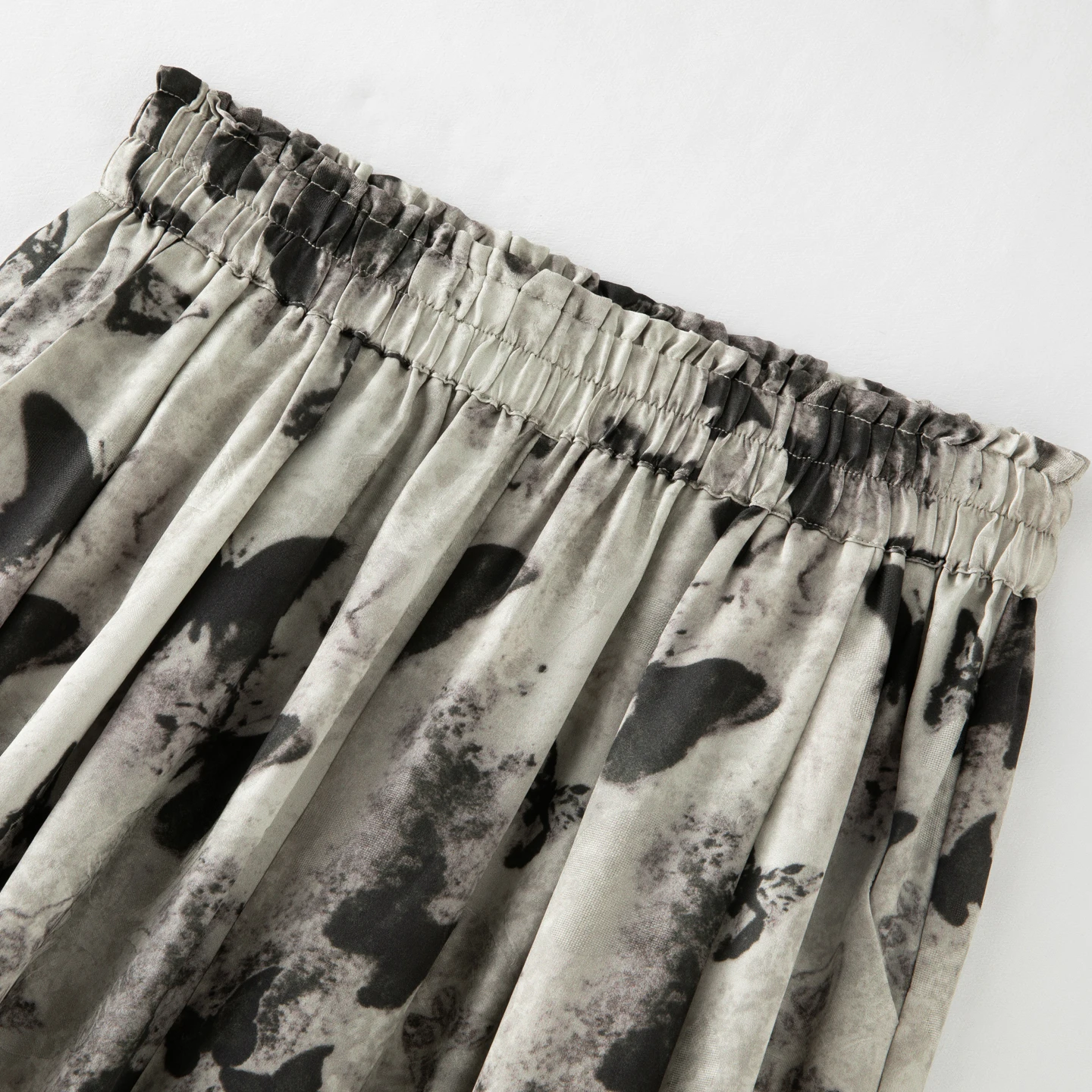 Hundred Butterfly Dancing Breathable 100% Natural Mulberry Silk HuaLuo Elastic Waist Loose Temperament Women's Wide Leg Pants