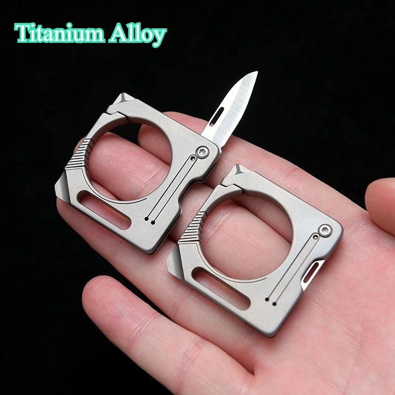 New Multi Functional Titanium Alloy Keychain Mini Folding Knife, Cross Shaped Screwdriver, Portable Tool, Unboxing Knife