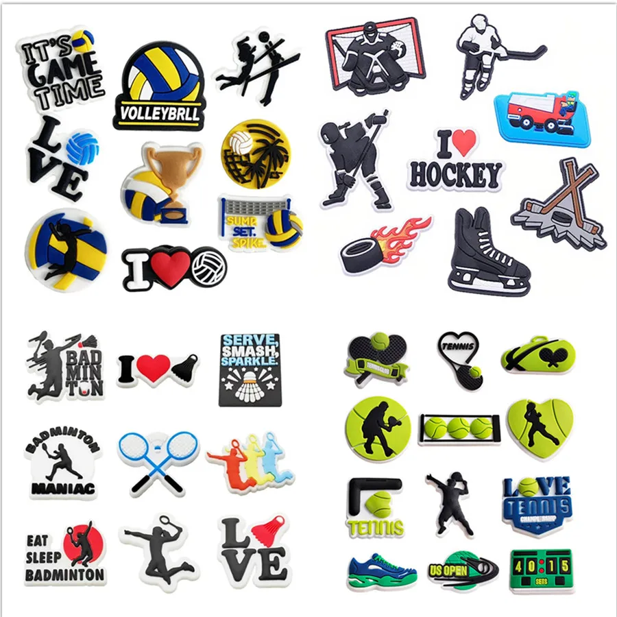 Tennis Football Basketball Shoe Charms Buckle Cartoon Sports Series DIY Shoe Decorations Accessories For Sports Sandals Slipper