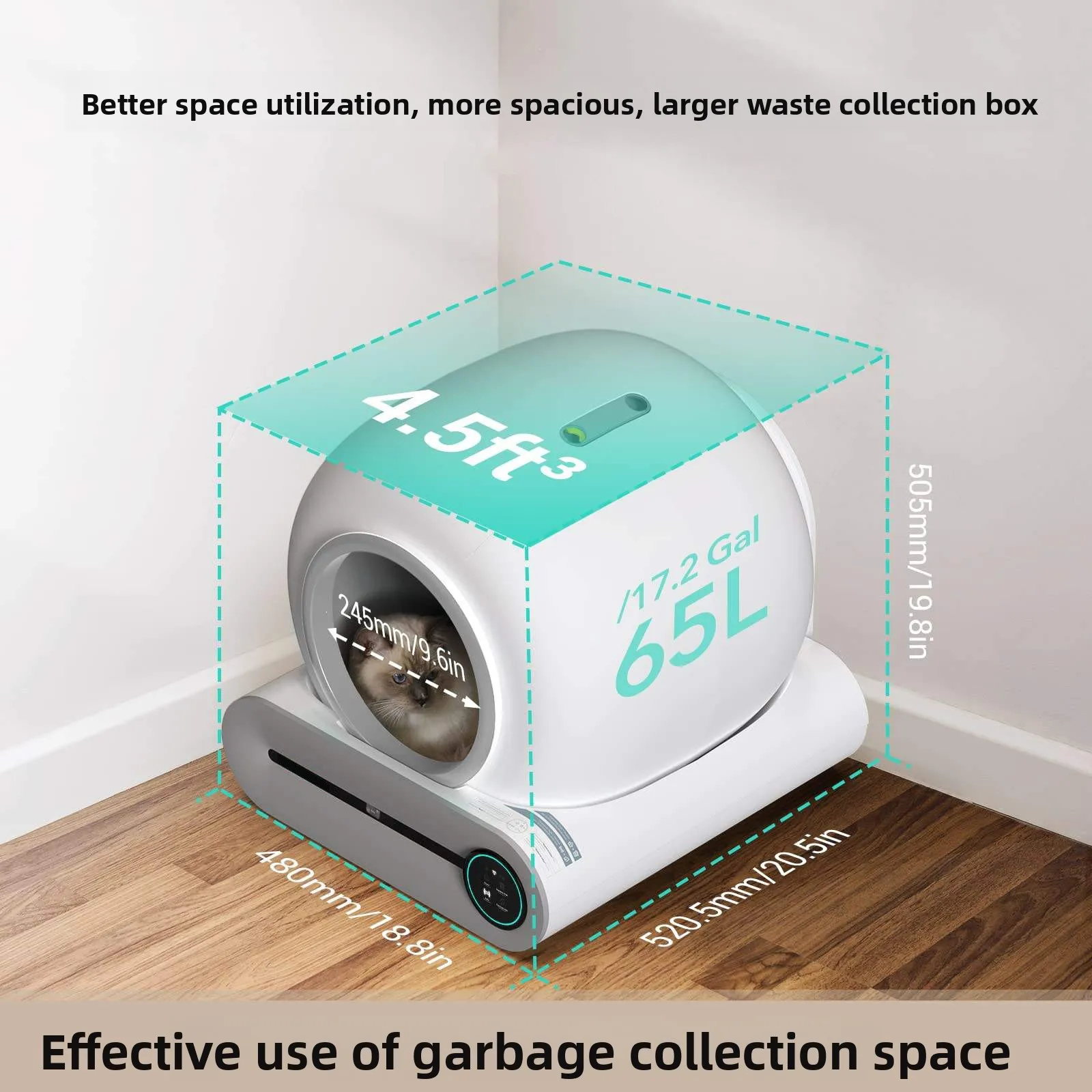 

Smart Self-Cleaning Cat Litter Box, Automatic Cat Toilet with App Control & Odor Removal, Infrared Sensor Potty