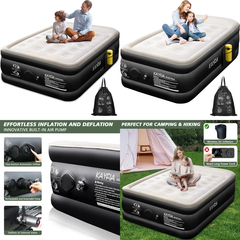 

Mattresses18 Inch Air Mattress with Wireless Pump Fast Inflation for Home and Camping Comfort