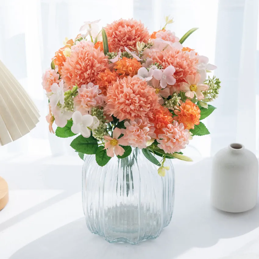 Künstliche Blumen Seidenlila Kugelchrysantheme Hochzeitskranz Heimdekoration Festival-Deko DIY-Geschenke Brautsträuße Gartenparty – Detail 1