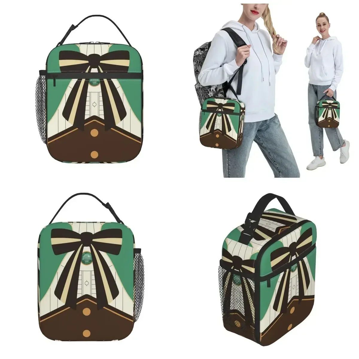 Genshin Impact Venti sac à déjeuner isolé grand sac thermique réutilisable boîte à déjeuner fourre-tout bureau pique-nique hommes femmes