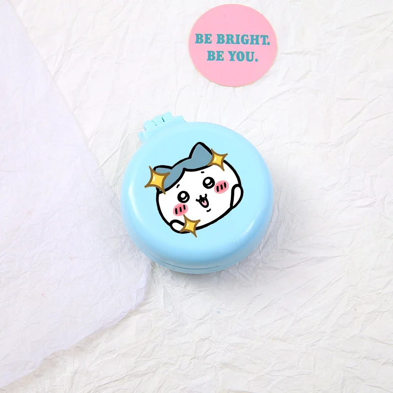 Chiikawas Mini Portable Mirror Folding Comb Women Portable Round Pocket Female Cute Cartoon Small Massage Hair Brush with Mirror view 2