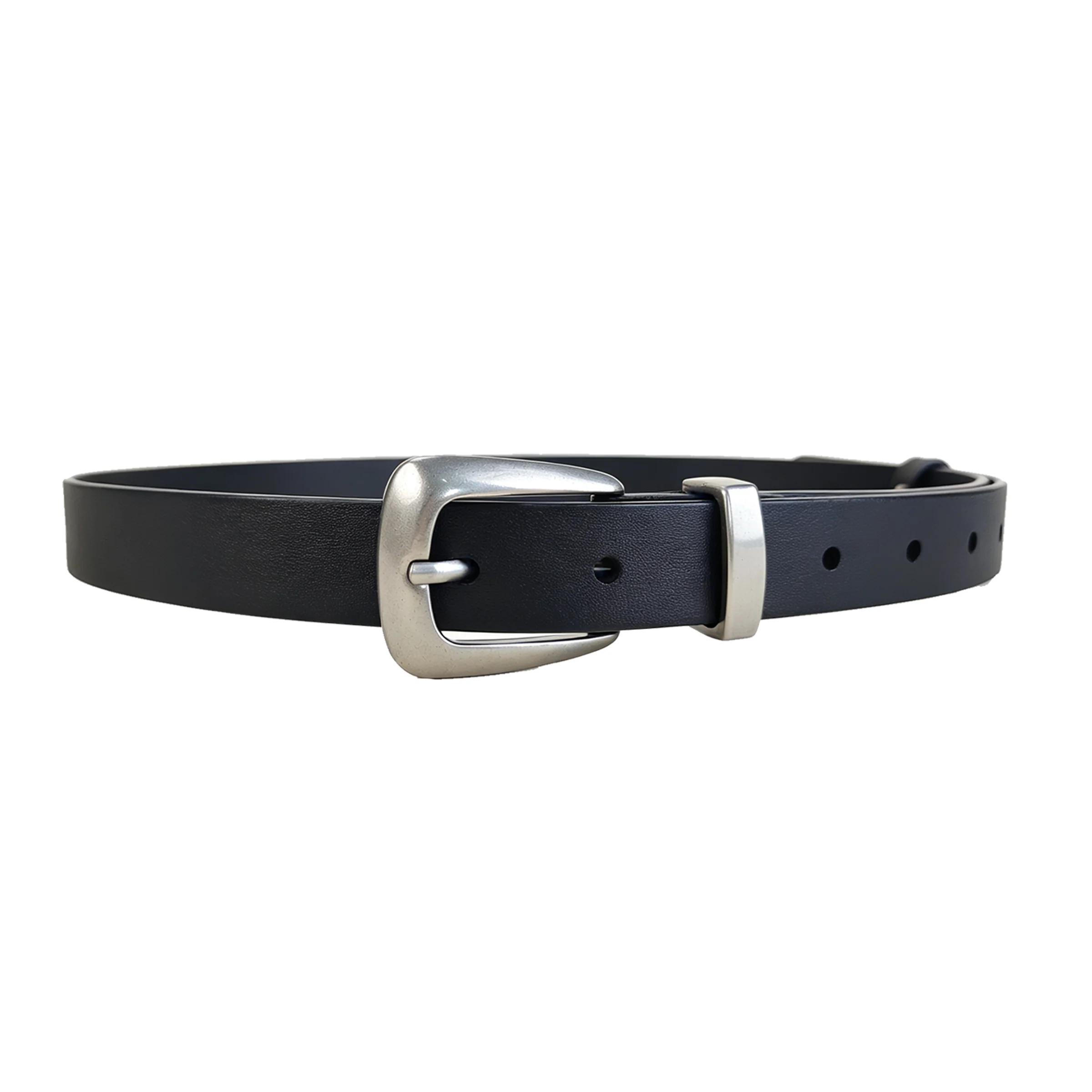 Western Style Grain Leather Strap Women Waist Belt Silver Pointed Pin Buckle Chic Outfit Accessory for Jeans Dresses
