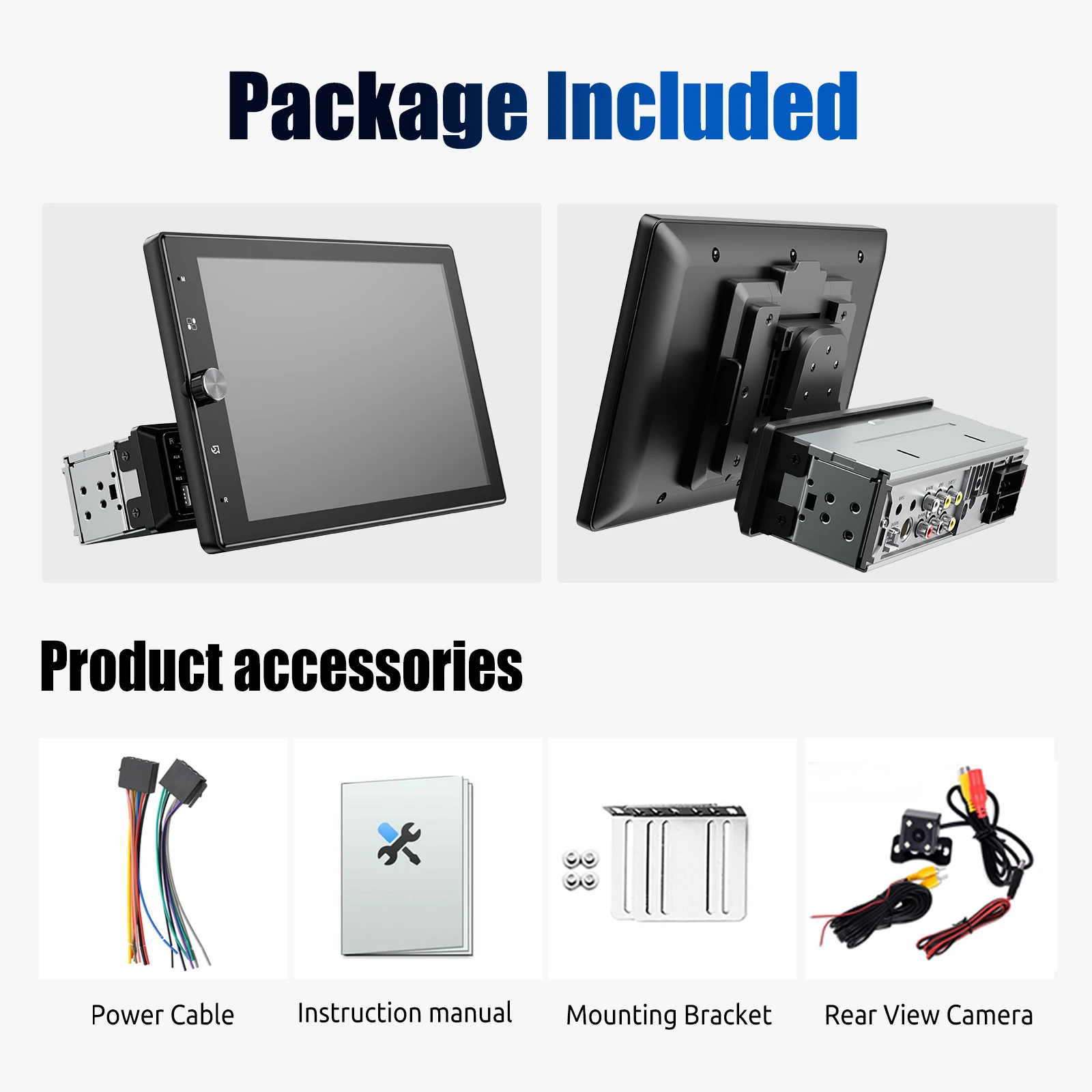 ESSGOO 10,4 Inch Rotatable 90° IPS Touchscreen Enkel 1 DIN Autoradio Draadloze Apple Carplay Android Auto USB AUX TF FM Bluetooth Mirror Link Stuurwielbediening Touchscreen
