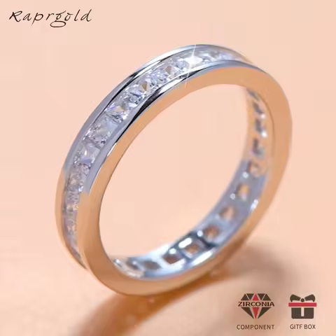 RAPRGOLD 2*2mm Fashion Princess Cut Light Luxury Zircon Ring Dainty 925 Sterling Silver Rings for Men Women Fine Jewelry Gift