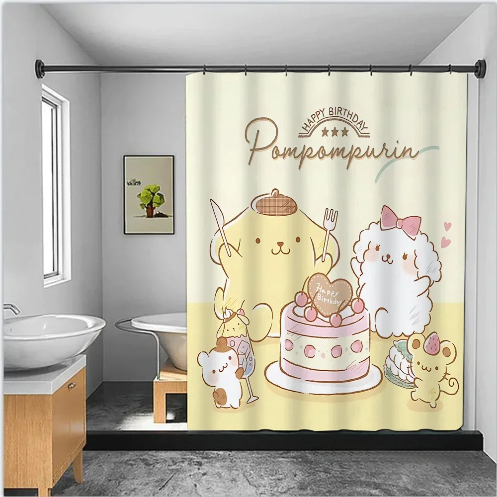 Cute Cartoon P-Pom Pom Purin Shower Curtain Waterproof Polyester Fabric Paint Colorful Bath Curtains Curtain With Hook view 4