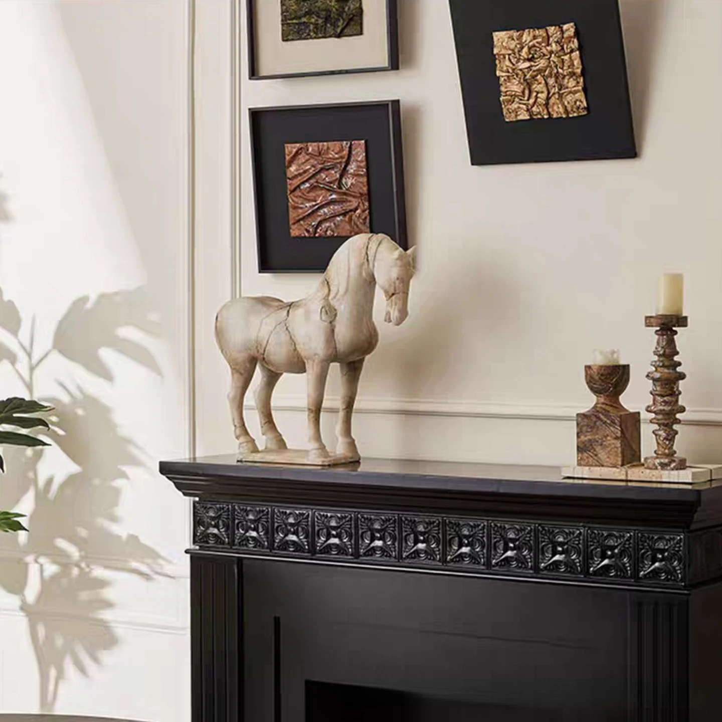 الإبداعية الراتنج الحصان النحت العتيقة هادئة على الفور الحرف ديكور المنزل الناعم