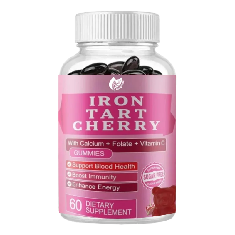 

Tatar Cherry Iron Supplement Contains Calcium, Zinc, Folate, and Vitamins C and B12 for Immune Support (60 Gummies）