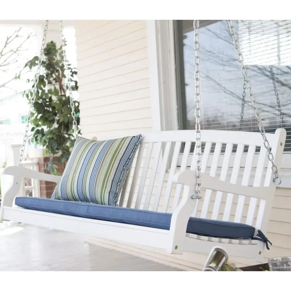 

Classic White Wooden Slat Patio Swing Bench, 4 Feet
