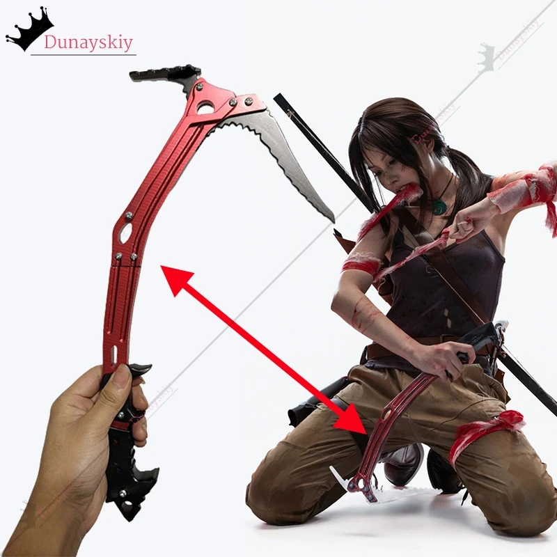 Cosplay Tomb Game Kostüm Lara Mountaineering Croft 1/2 Stück Eisaxt-Requisiten Zubehör Halloween-Verkleidung Deko-Requisiten