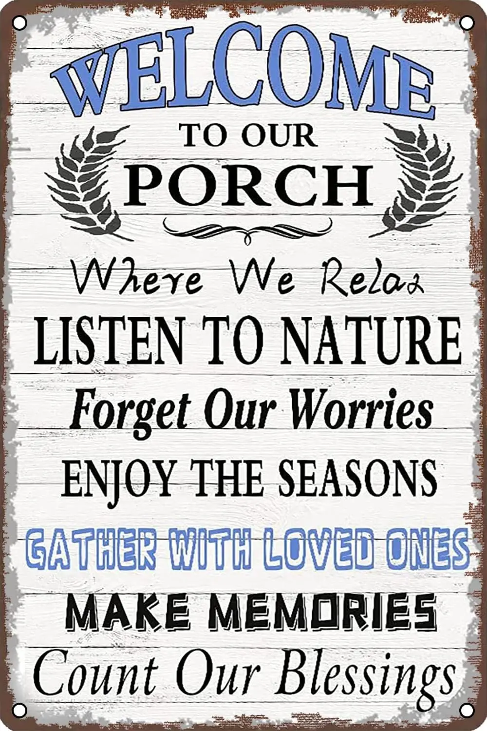 Vntge Metl Tn Sgn Welcome  Our Porch Retro Wll Decor for Home Bthroom Grden Mn Cve Brs Resturnts Cfes Offce Sre Sgn 12  8 NCH