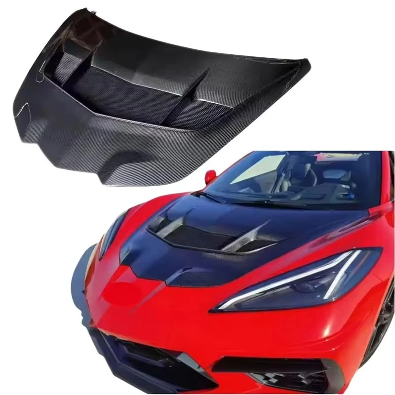 

Carbon Fiber Front Hood for C8 Corvette Z06 Carbon Fiber Black Engine Replacement/Repair