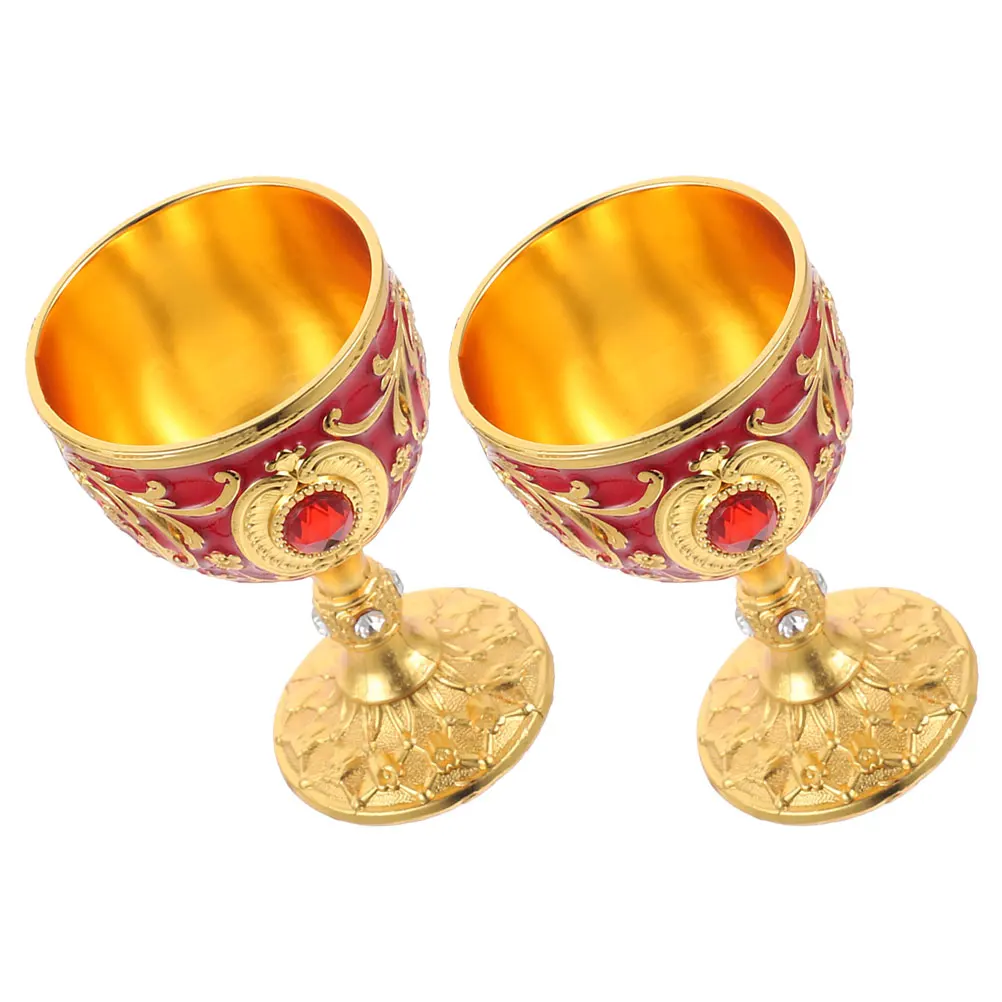 

2pcs Retro Metal Liquor Reusable Whiskey Compact Drink Accessories For Home Office Camping Household Wine Cup Small Anti-Break