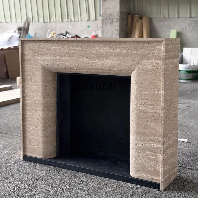 B56 Marble fireplace French American retro travertine fireplace Living room furniture Stone mantel