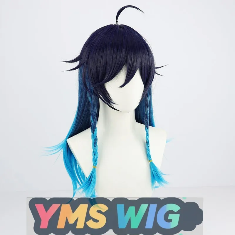 【YMS WIG】Peruka Cosplay Genshin Impact Venti z Efektem Zmiany Płci, Realistyczna Skóra Głowy, Damskie Długie Włosy z Pasemkami, Inspirowana Inazuma Castle