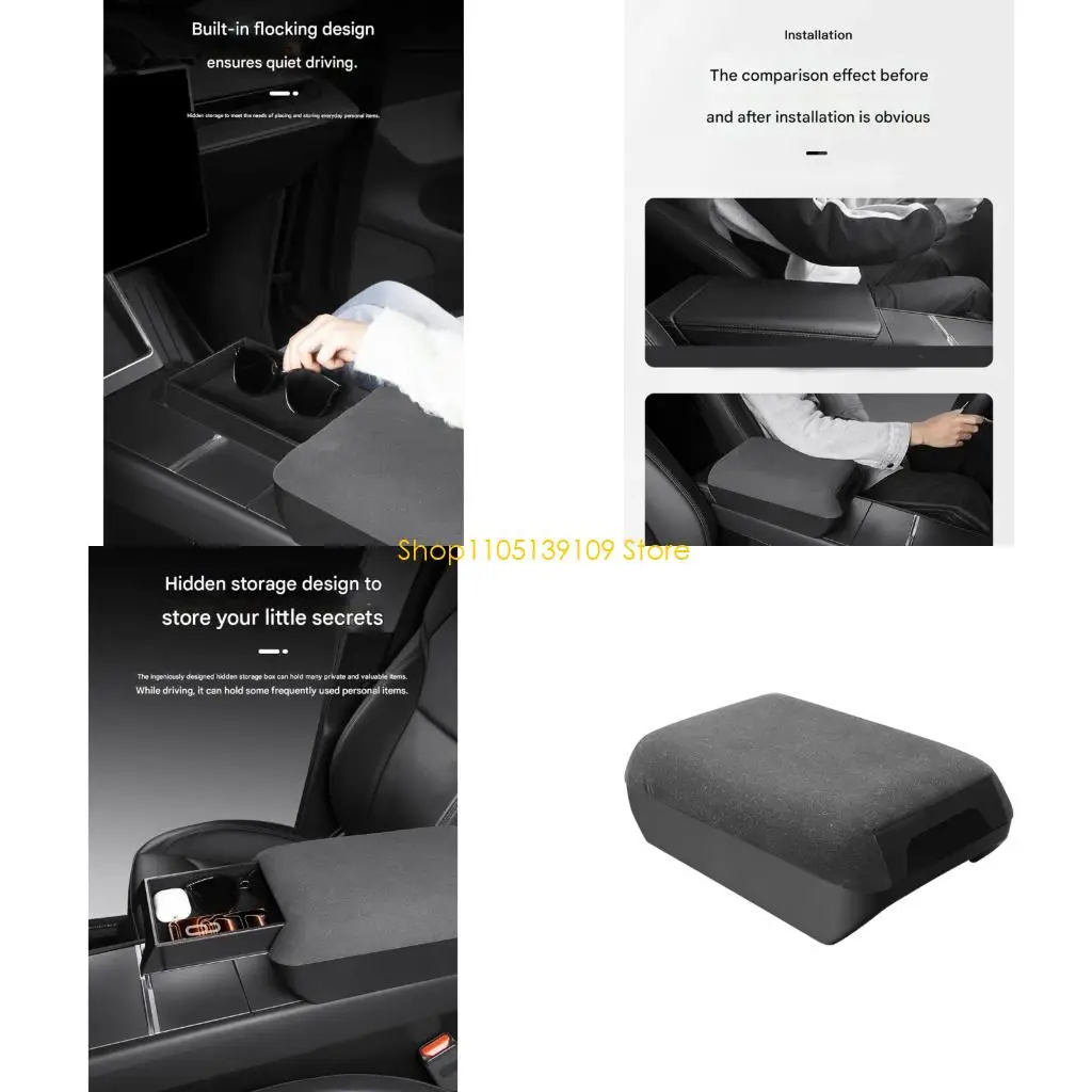 

P5ED Tight Car Armrest Storage Box Leather Substance Heightening Feature Additional Room Open Compartments Convenience