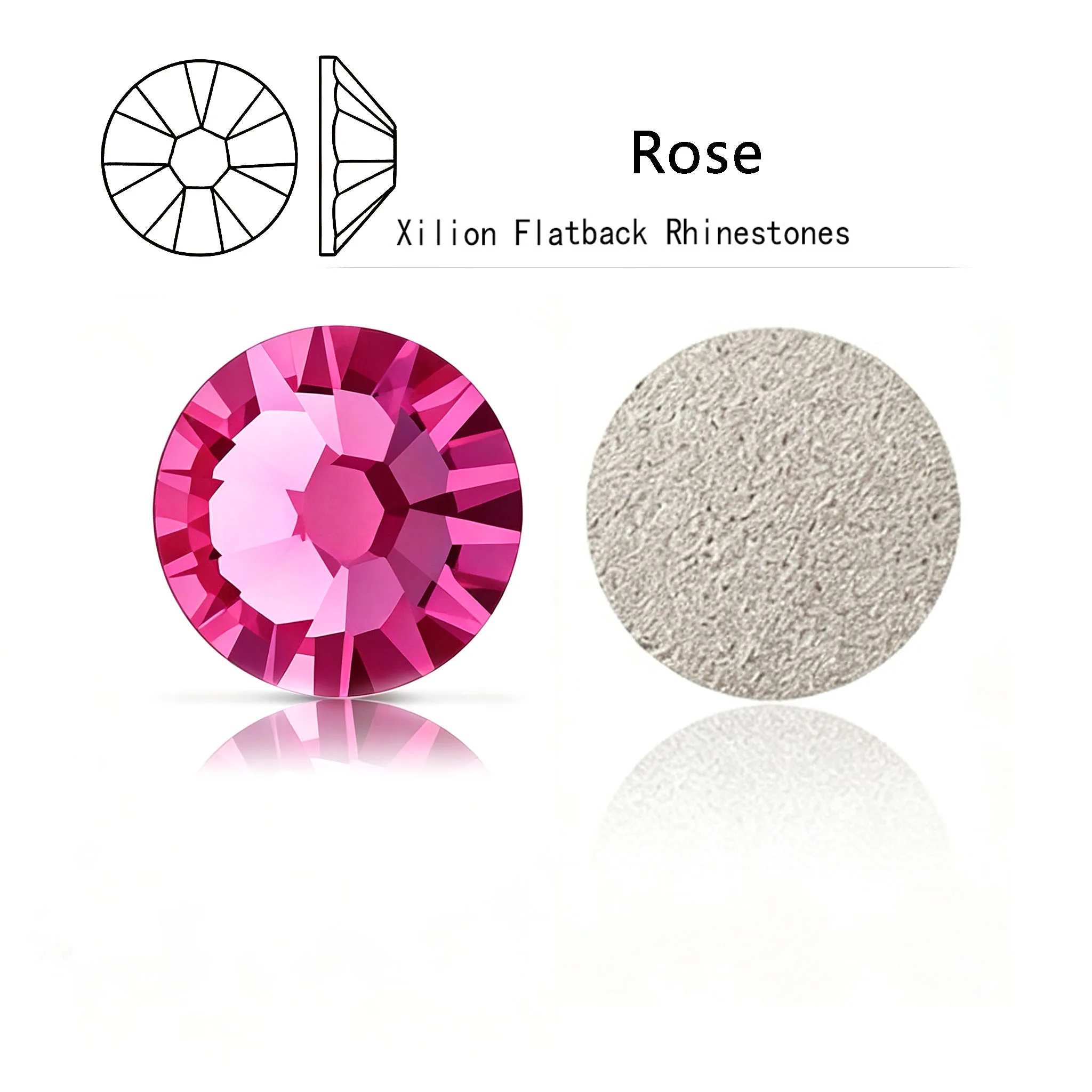 Xilion Rose Rose 3D Glass 7 big 7small DIY Non-Hotfix Loose Strass Nail Rhinestones Art Decoration Shiny Stone Gems for craft