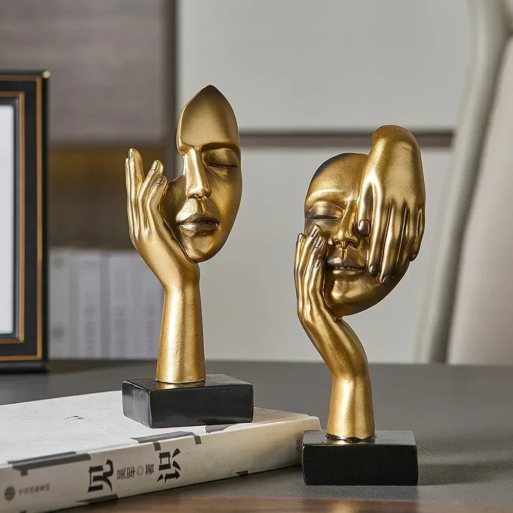 Modern Home decoration accessories Silence is golden statue  Abstract Thinker Sculpture Living Room Decor Desk Office Ornament