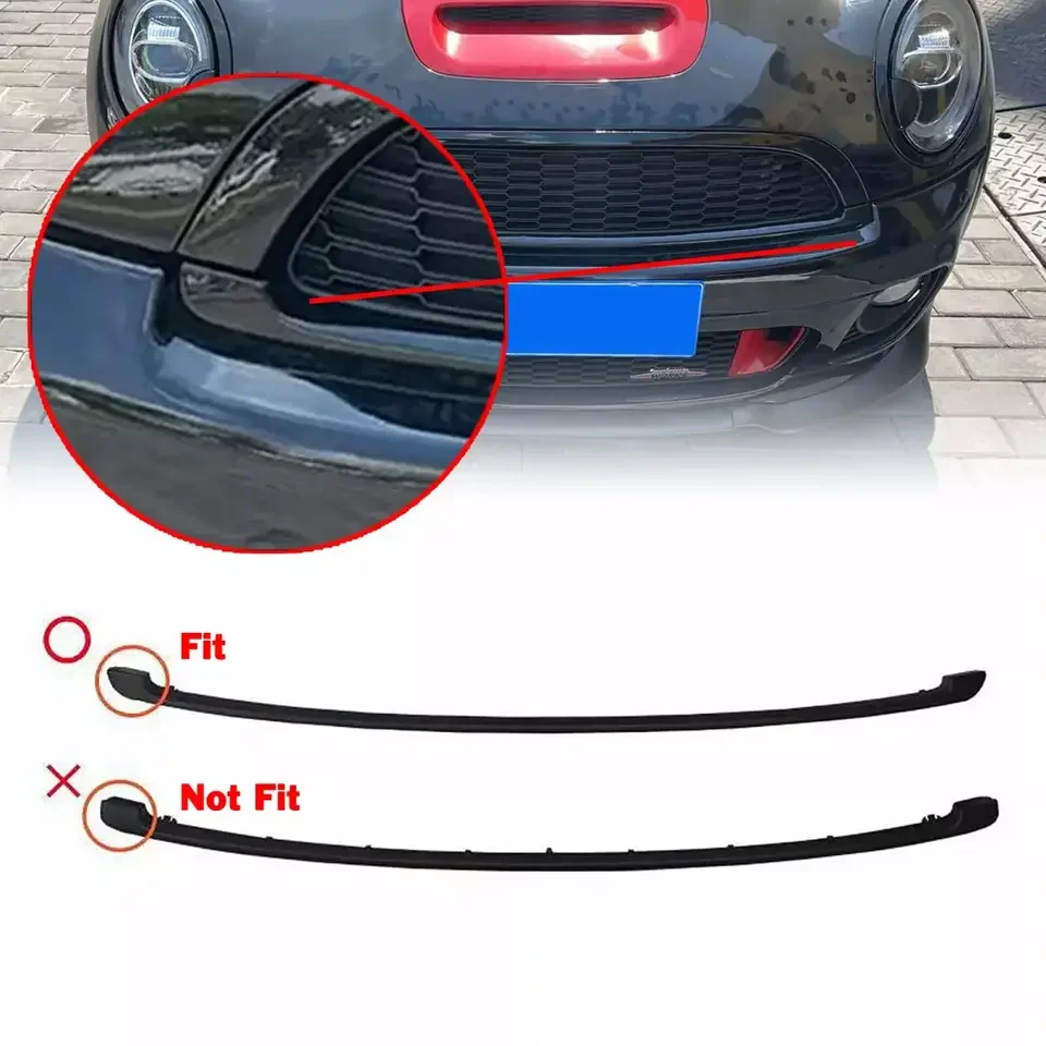 Black Grill Upper Grille Mesh + Front Bumper Trim Splitter Spoiler Frame for Mini Cooper S R55 R56 R57 R58 R59 2007-15 JCW Style
