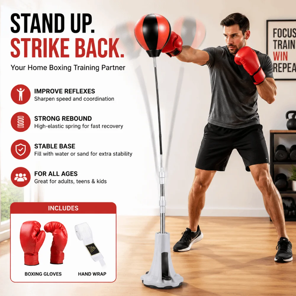 Standing Boxing Speed Punching Ball Indoor with Gloves Boxing Punching Bag Agility Training Muay Thai Bag Cardiovascular Health