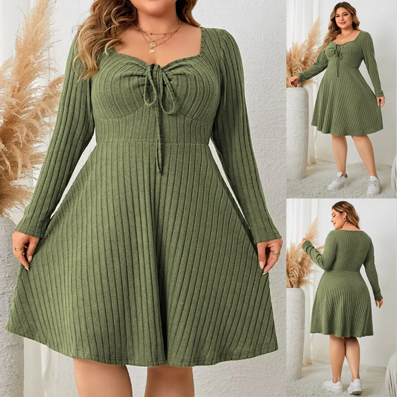 

Large Size Independent Research And Development Square Collar Long Sve Dr Women's Cross-Border ort Skirt Dr