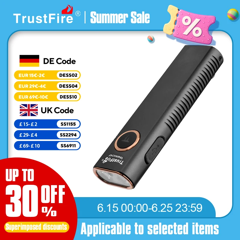 TrustFire Mini X3 Rechargeable EDC Flashlight with White Light Flood Light Red Light Green Beam 1050 Lumen Portable Pocket Torch