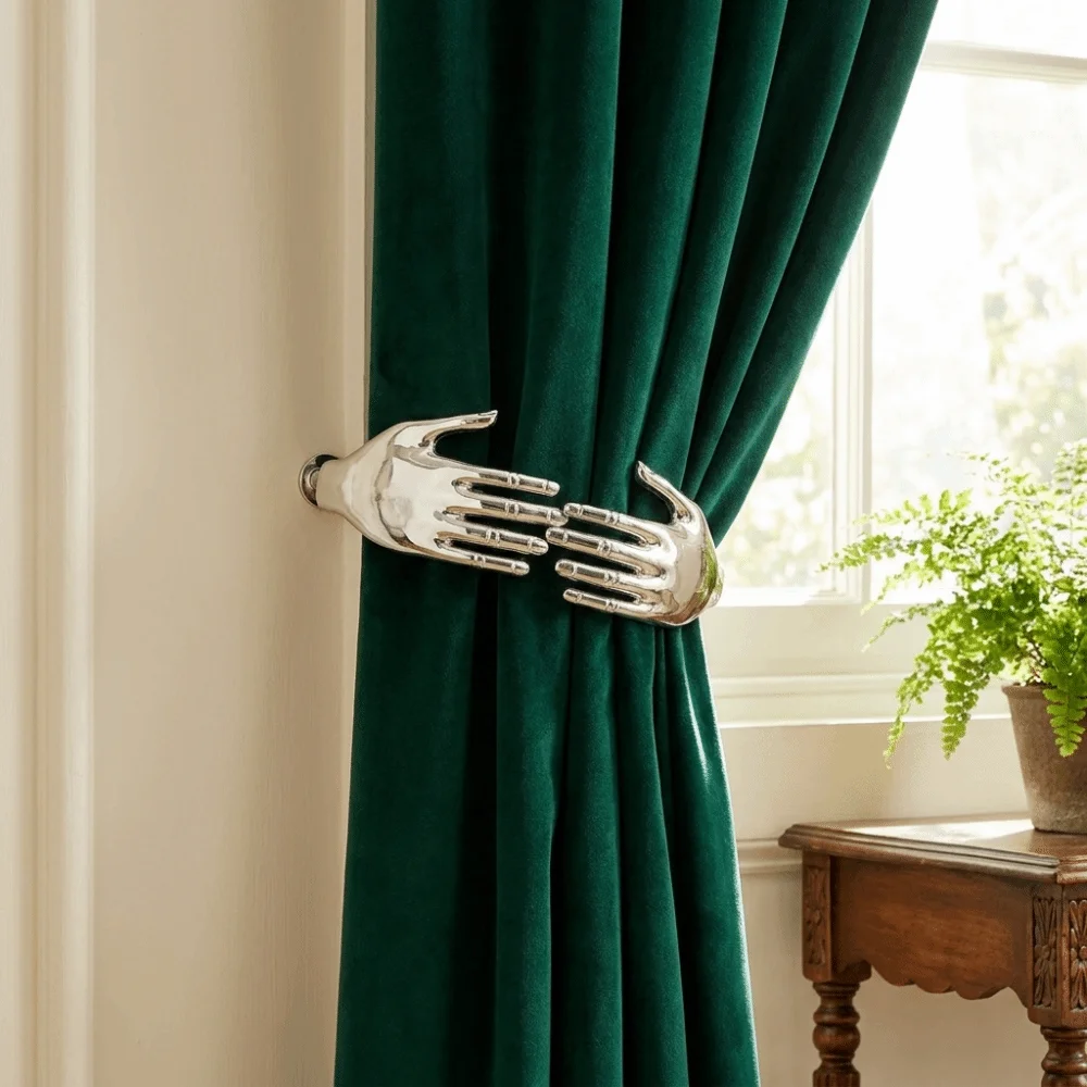 U-Shaped Design Curtain Holdback Heavy Duty Decorative Curtain Tiebacks Universal Hand Shaped Curtain Hook Window Decor