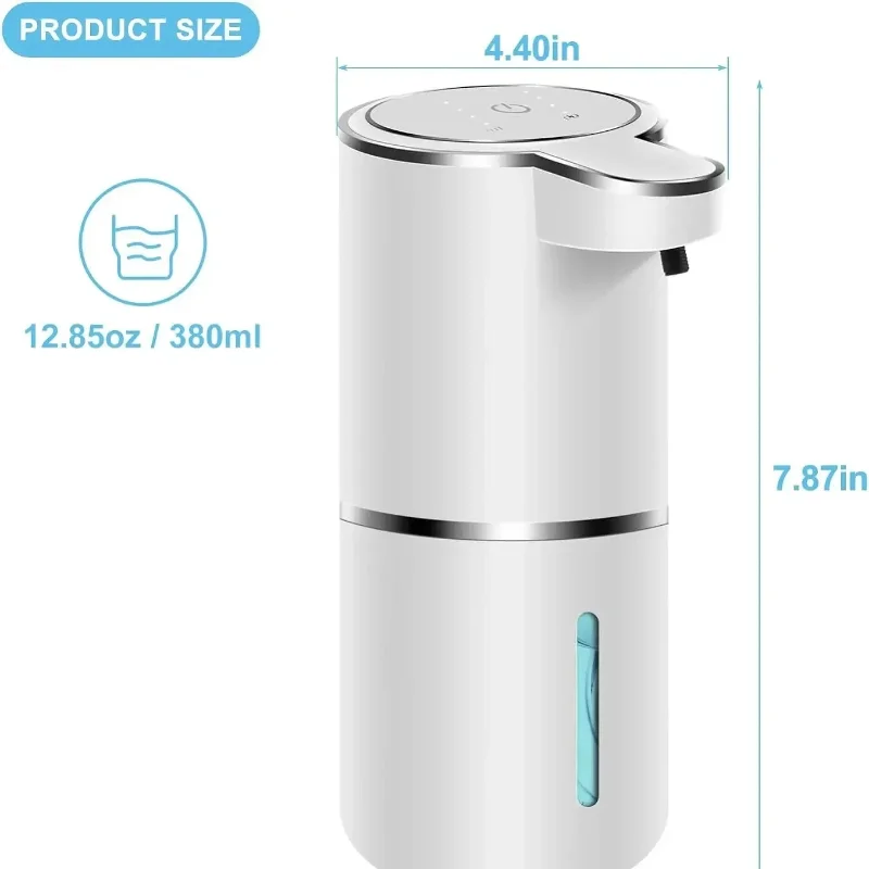 Automatic Soap Dispenser Touchless Foaming Soap Dispenser 380ml USB Rechargeable Electric 4 Level Adjustable Foam Soap Dispenser