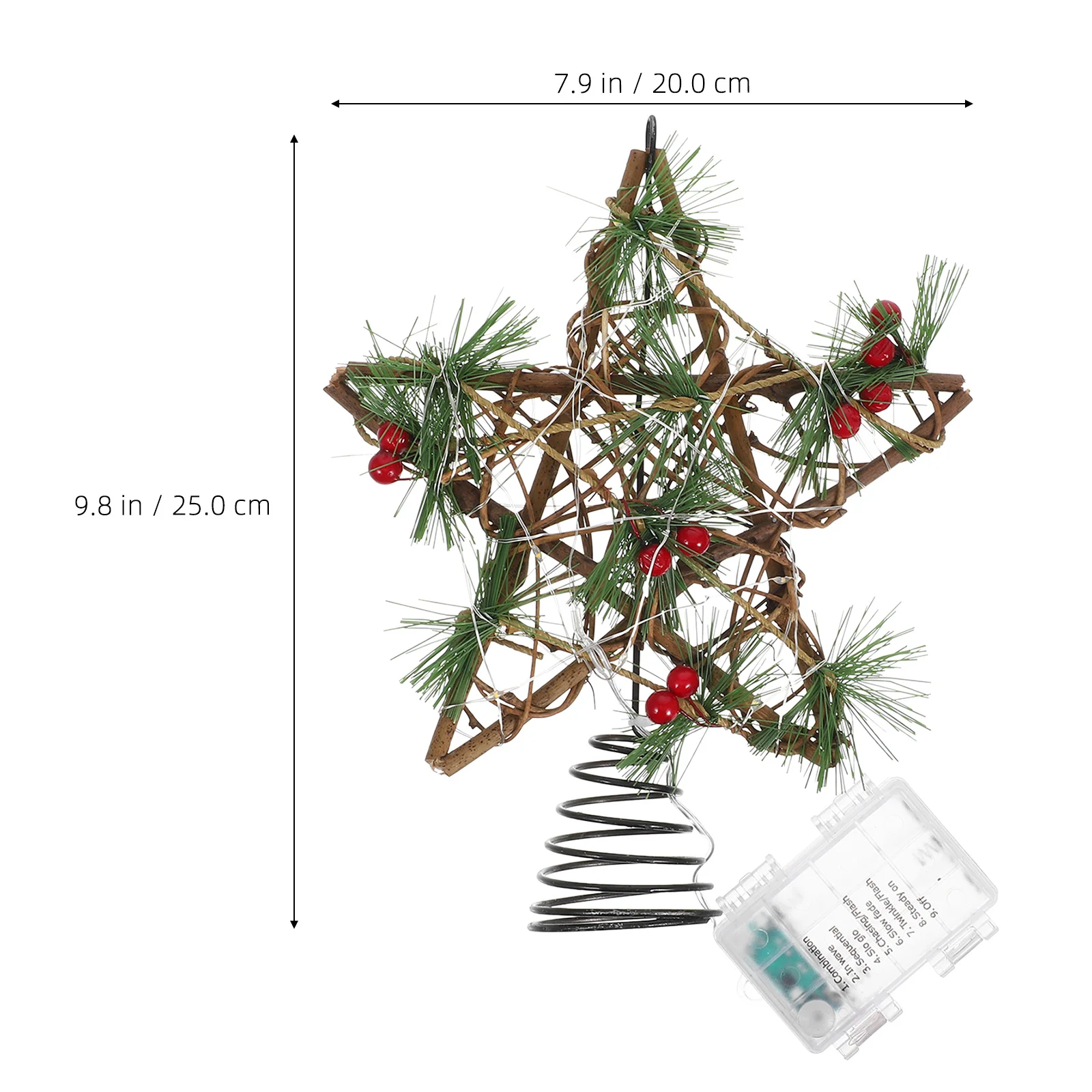 

LED Christmas Tree Star Topper Wooden 5-Point Design Holiday Decor for Living Room Office Hotel Xmas Tree Decoration