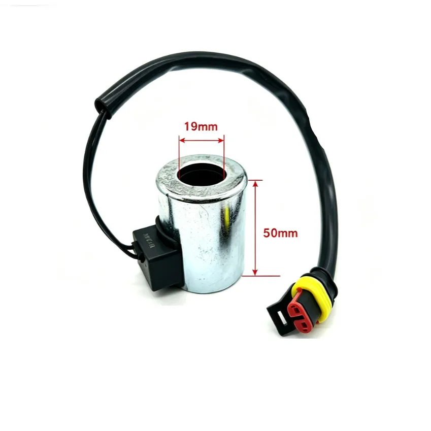 1pc Pilot- Safety Lock Solenoid Valve Coil For XE60 80 135 150 200 215 Excavator- Parts 12V 24V Inner Diameter 19mm Height 50mm