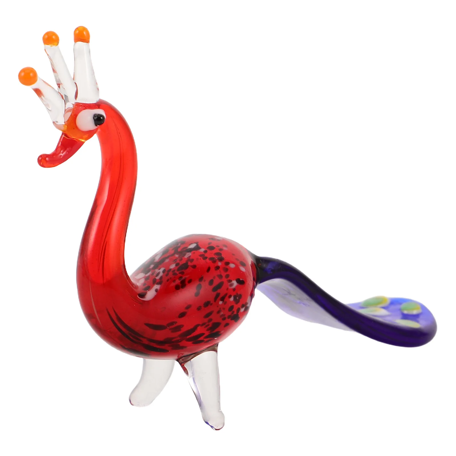 

Exquisite Glazed Peacock Decoration Handcrafted Colored Glass Carving Home Office Ornament Elegant Crystal Display Art