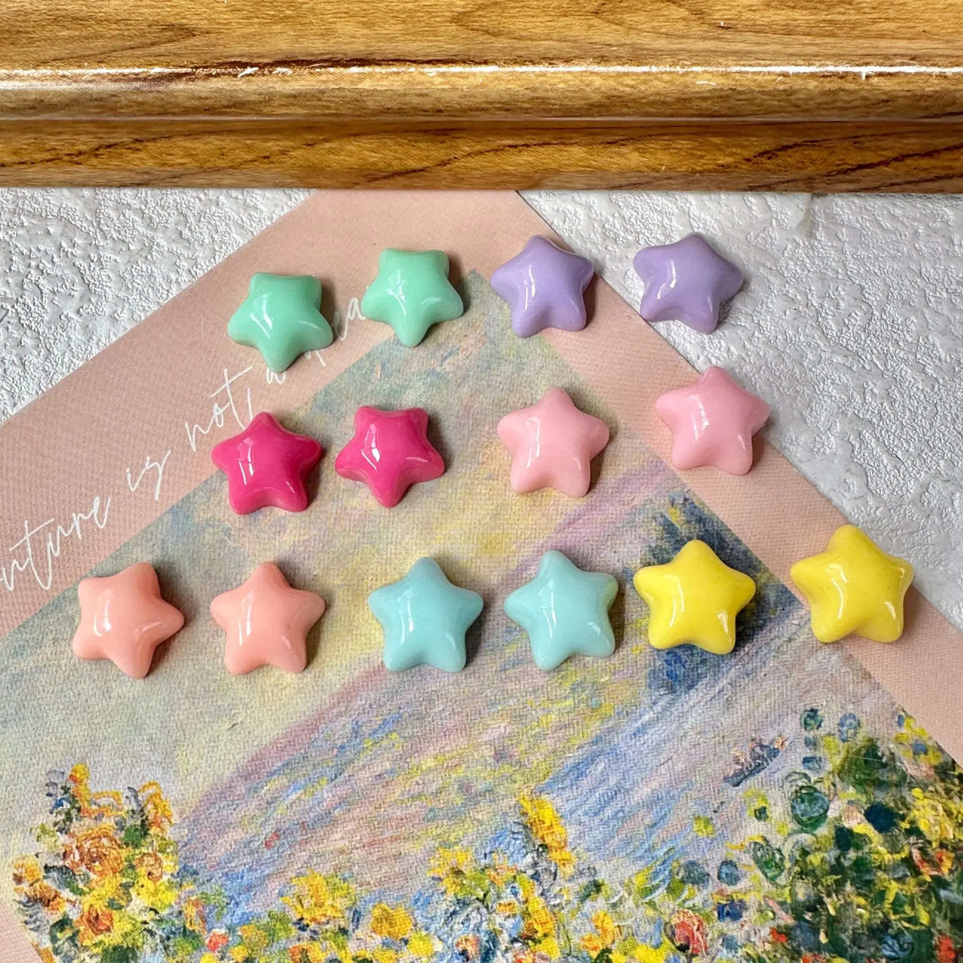 30pcs Candy Color Star Acrylic Patch Resin Cabochons for Diy Phone Case Hair Clip Hair Accessories Jewelry Findings Decorations