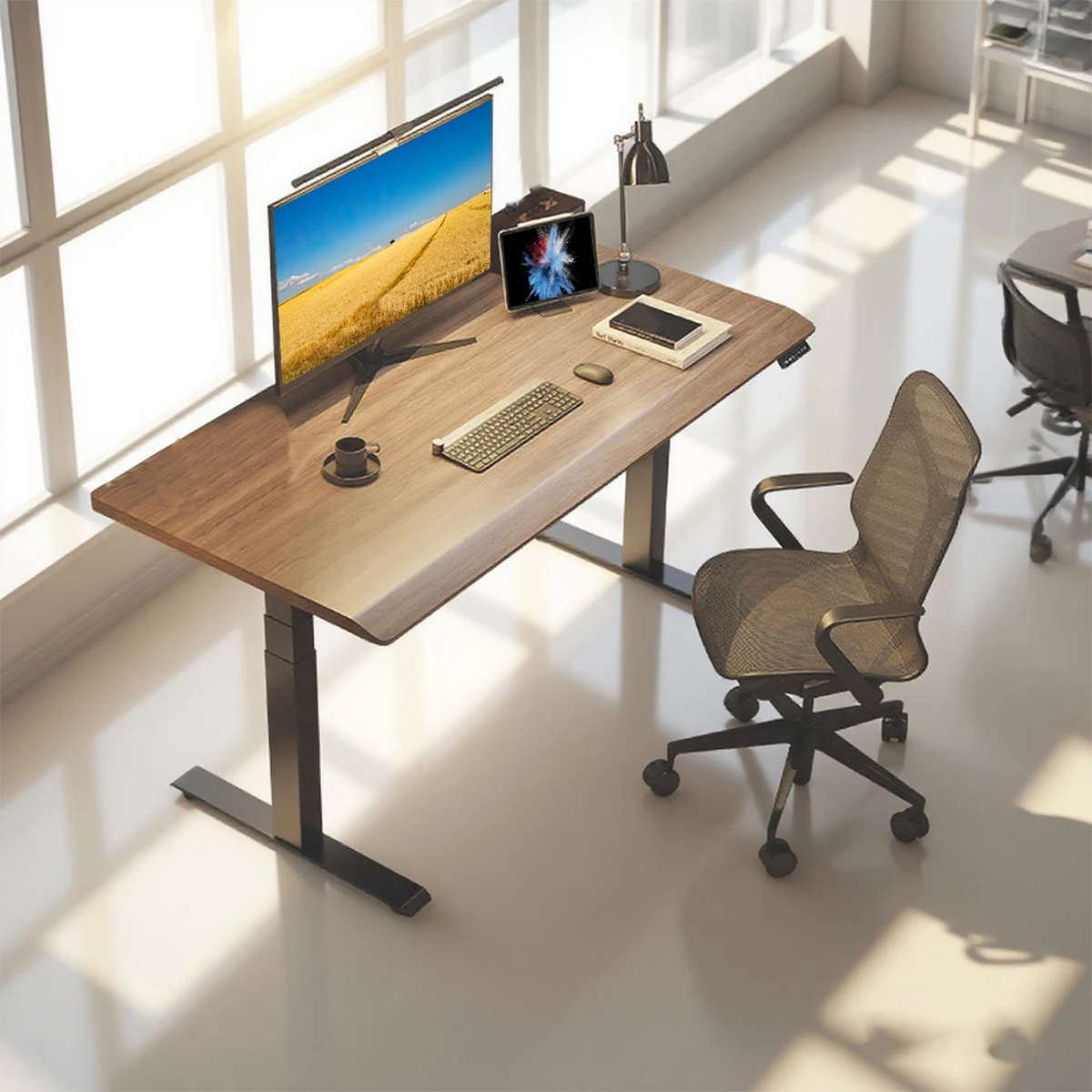 Custom Modern Sit and Stand Metal Electric Extendable Height-Adjustable Desk Frame Standing Workstation for Office