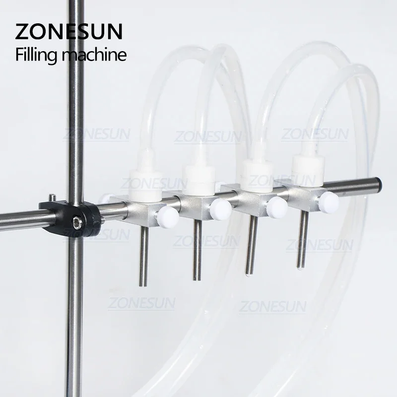 ZONESUN 4 Nozzles Liquid Perfume Water Juice Essential Oil Electric Digital Control Pump Liquid Filling Machine Supply