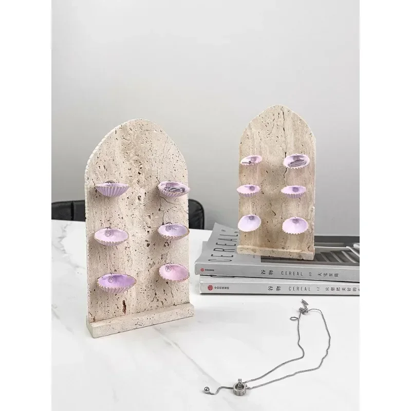 light luxury creative travertine jewelry display stand jewelry ring earrings bracelet hanger shell storage decorative