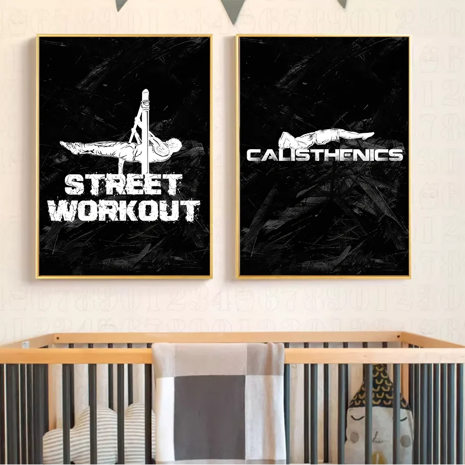 Frameless Canvas Print Street Workout Calisthenics Fitness Gym Wall Art Black White Pattern Home Decor Poster
