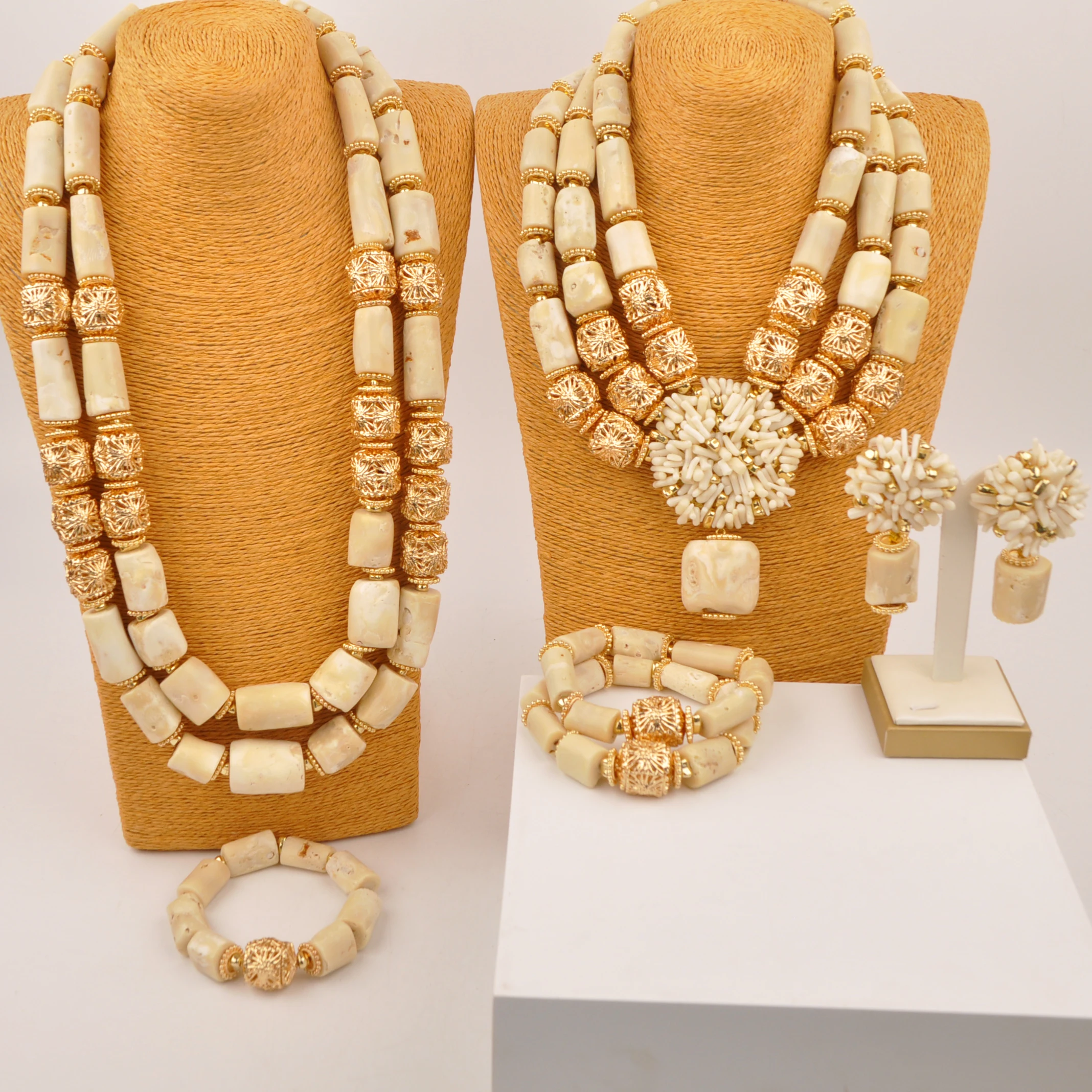 fashion-african-jewelry-set-white-coral-bead-necklace-for-couple