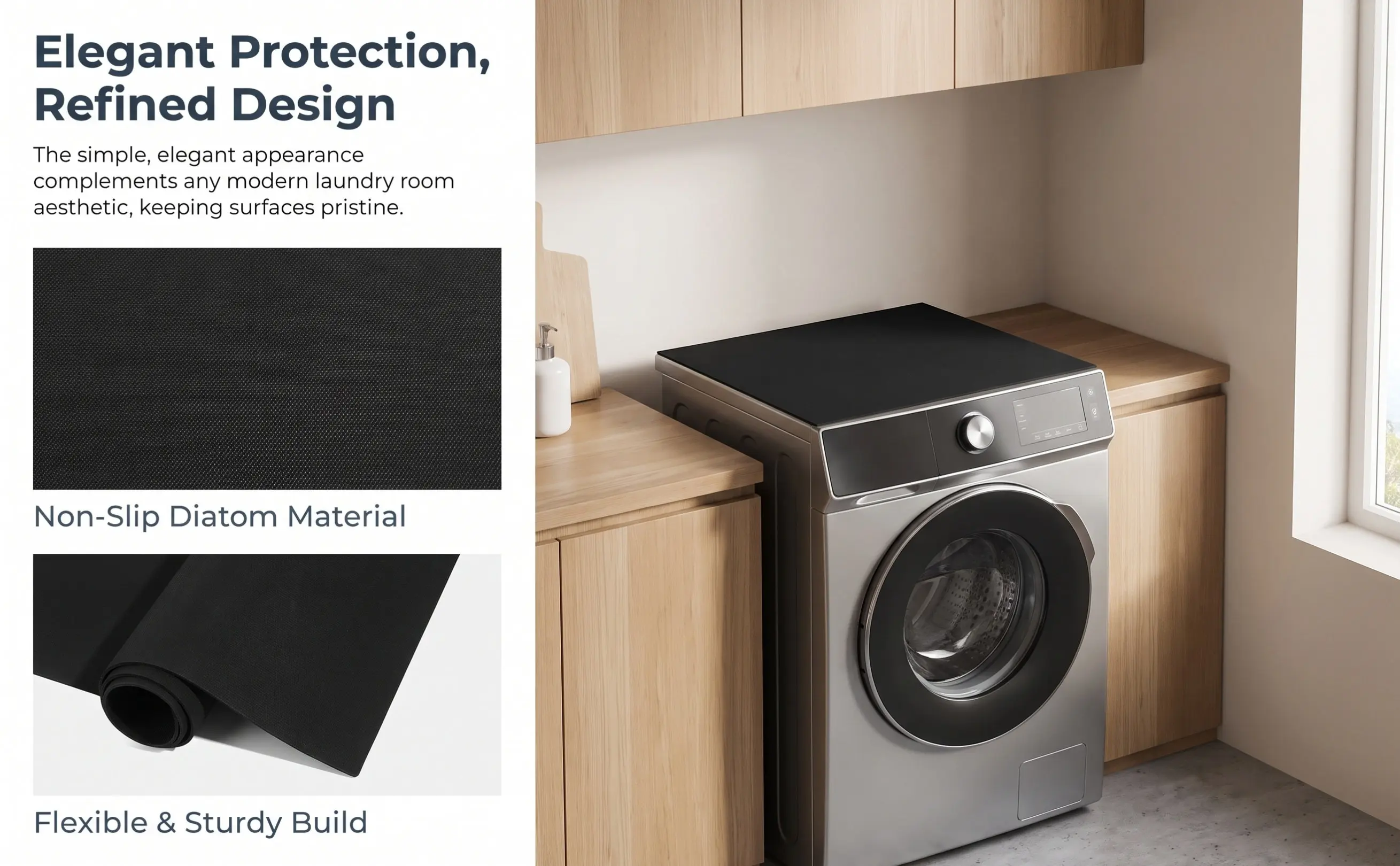 Washing Machine Top Protective Cover Absorbent Nonslip Mat Laundry Room Washer Dryer Topper Cover for Washer and Dryer Top