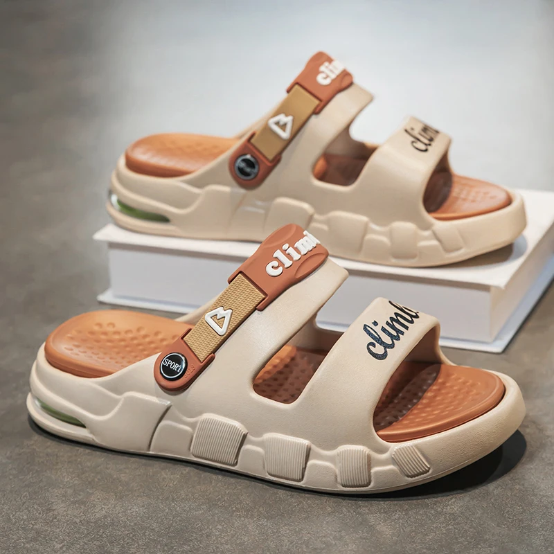 

Мужские сандалии, удобная повседневная обувь, мужские тапочки, весенняя модная однотонная обувь, уличная нескользящая износостойкая легкая обувь