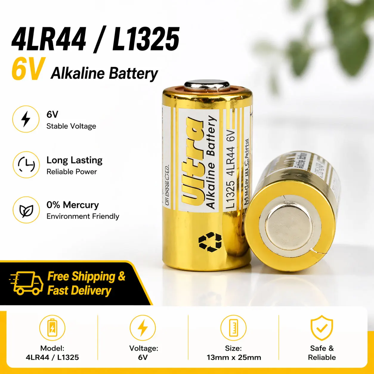 

4AG13 4A76 544 4LR44 6V Primary Alkaline Battery L1325 Dry Cell Universal for Car Remote Watch Calculator Small Toys