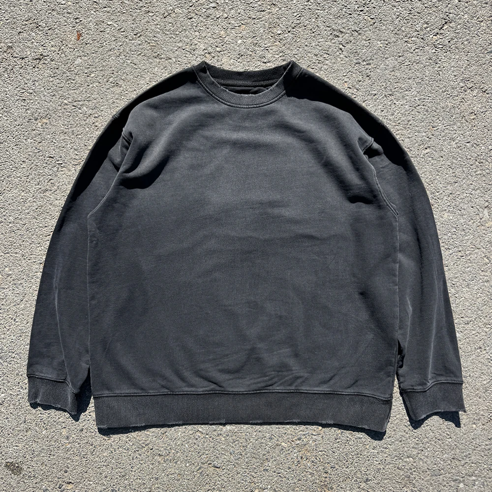 

Vintage Waed Heavyweight Bla Hoodie Couples Sle Men's Loose Fit Long Sve round Ne Cotton Polyester Autumn Winter Top