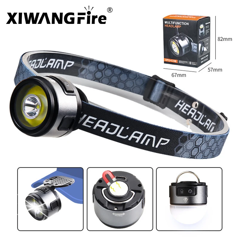 4 IN 1 Mini Multifunction LED Headlamp USB C Rechargeable Head Flashlight With Strong Magnet Cap Clip Light For Fishing Camping