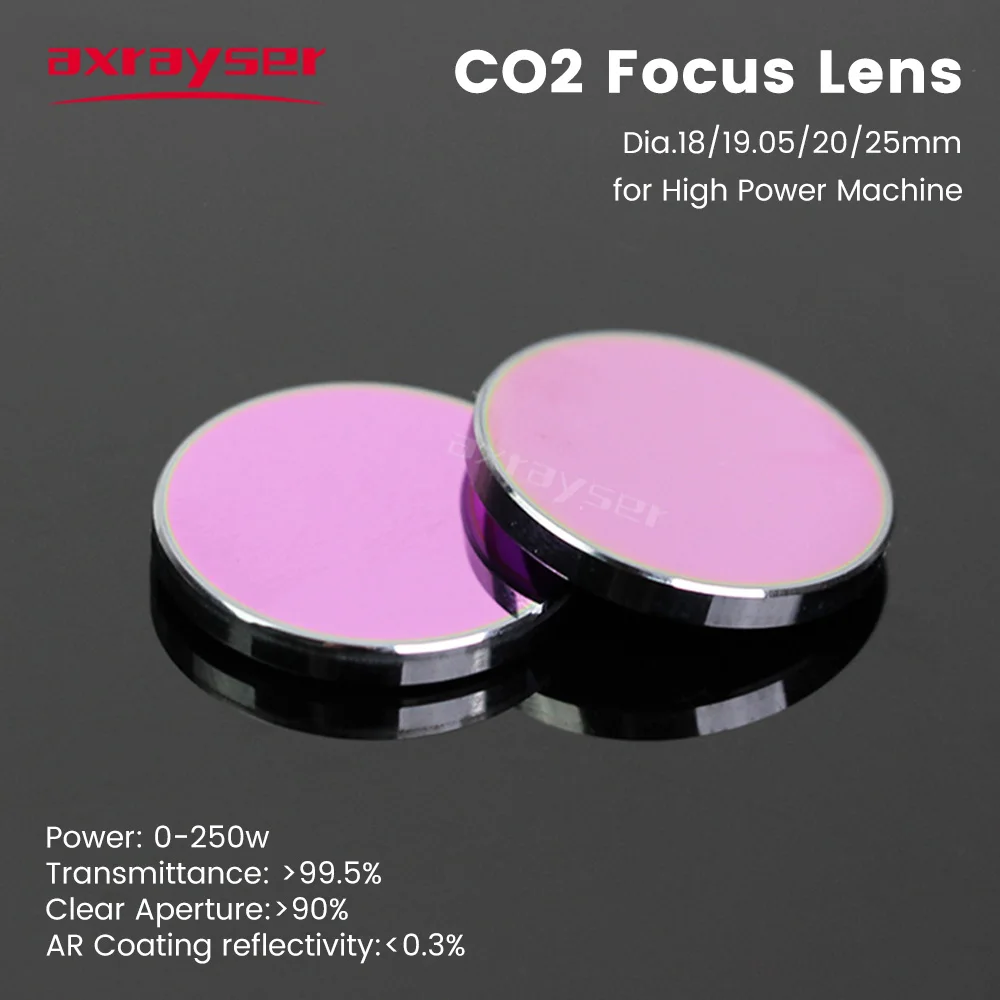 Axrayser CO2 Focus Lens CVD/PVD/Pro Dia.18 19.05 20mm FL38.1 50.8 63.5mm High Power Lens for CO2 Laser Engraving Cutting Machine