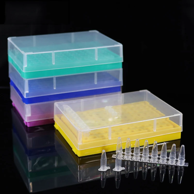 0.2ml PCR Tube Rack Centrifuge Tube Box With Transparent Lid , 96-Well ,3pcs