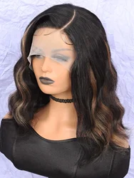 High Density BOB Body Wave Human Hair Wigs Mixed #30 Color Hair 13x5x1 T Part Transparent Lace Front Wigs Pre Plucked For Women